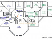 planimetria 2° piano con uffici e appartamento aziendale